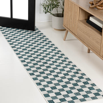 Aimee Traditional Cottage Checkerboard Indoor/Outdoor Area Rug